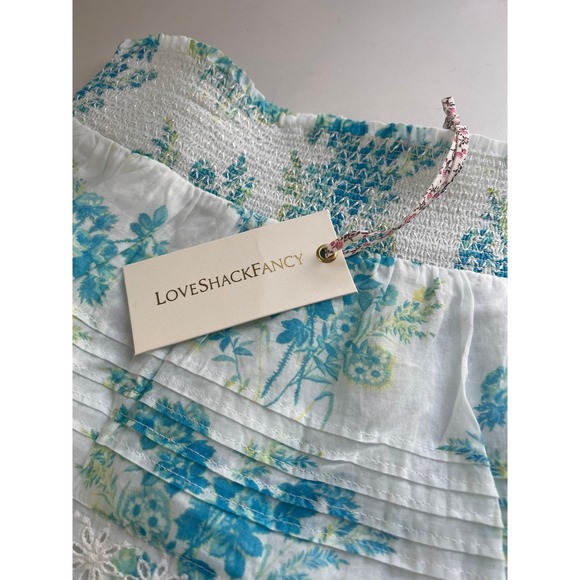 LoveShackFancy Jimena Skirt Magic Turquoise Floral Eyelet Ruffle Mini XL New - Picture 7 of 10